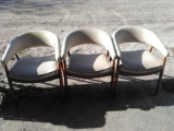 (3) Lobby Chairs (Beige Wood Frame)