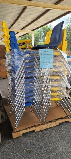 Pallet w/(40)Student Chairs(Blue,Yellow) &(41) Student Chairs(Green)(Pallet 27c,17c)