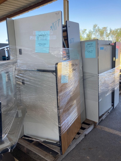 (2) Pallets w/(5) Computer Tables, (2) Rectangle Tables,(Pallet 91f,92f)