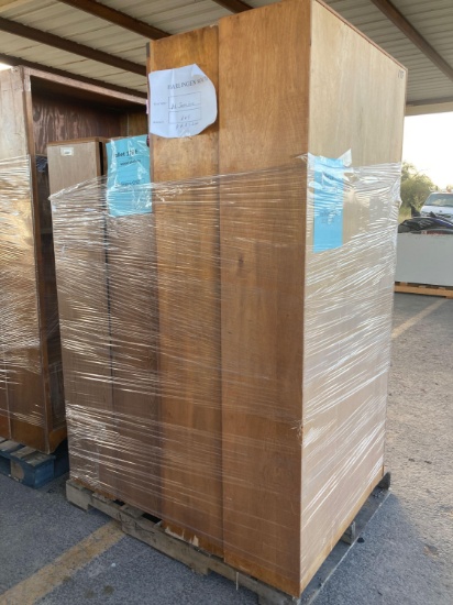 (2)Pallets w/(3) Large Book Cases, (1) Small Book Case, (4) Wood Shelves(pallet 116f,178f)