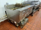 (3) Ultrafyer Bay Deep Fryer Gas & Used Oil Cart 58''x36''