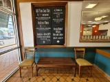 (2) Chairs & Wooden Bench(52''Long) w/Menu Sign(62''x49'')
