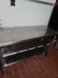Stainless Steel Table w/Compartments 60''long x 25''Wide & 35''High