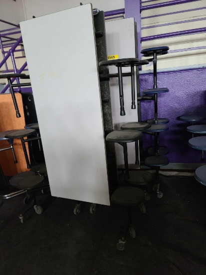 (2) 12ft Long Cafeteria Folding Tables With Wheels