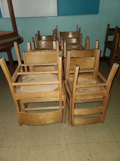Group of Wooden Student Chairs
