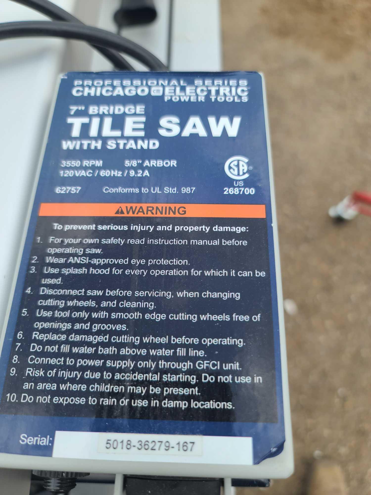 Chicago Electric Power Tools 7 Bridge Tile Saw Proxibid