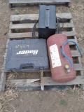(1) Red Air Compressor, (1) Chicago Electric Welder & (1) Black Bauer Small Box