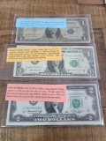 Lot w/Old Silver Certificate $1 Dollar Bill, ''1976'' $2 Dollar Note Bill