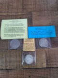 Lot w/Old Mexican Silver Dollar Coin, Millennium $10 Coin, Winston Churchill Coin