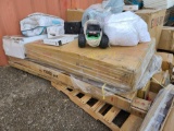 Pallet w/Dust Buster, Grave Digger Truck, Coffee Maker & Wood Furniture