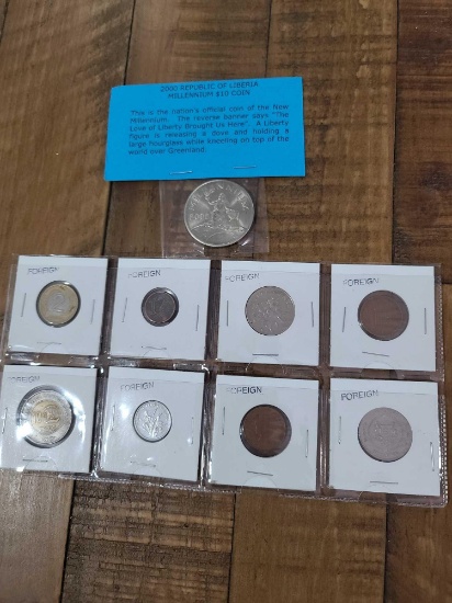 Group of Foreign Coins, (1) $10 Millennium Coin