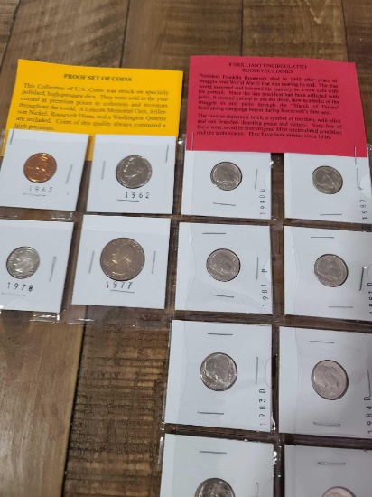 (8) Brilliant Uncirculated Roosevelt Dimes & Proof Set of Coins