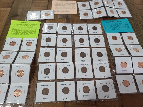 Group of Wheat Pennies, Group of Brilliant Uncirculated Old Lincoln Cents, US Treasury Commemorative