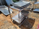 Rolling Stainless Steel Cart, Tray & Strainer