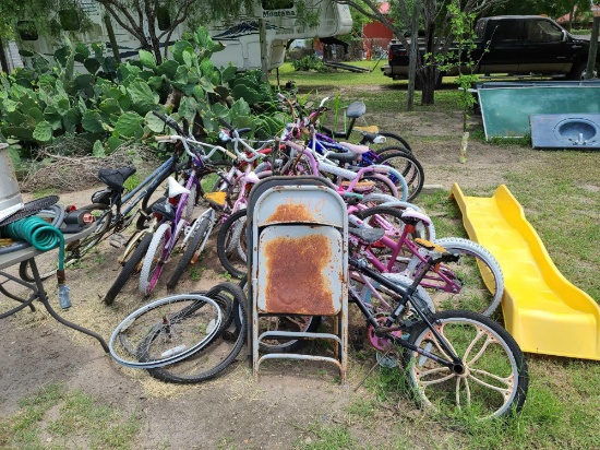 Lot w/Basketball Hoop System, Children's Bicycles & Yellow Slide