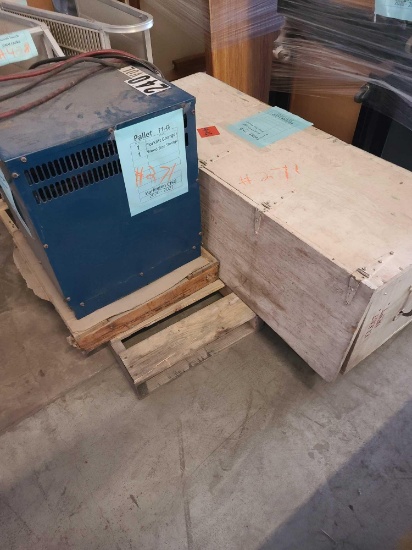''Pallet 71-G'' (1) Forklift Charger (1) Wood Box Storage...