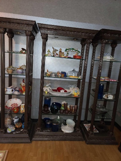 3-piece Glass/Wooden Shelf W/ Misc.