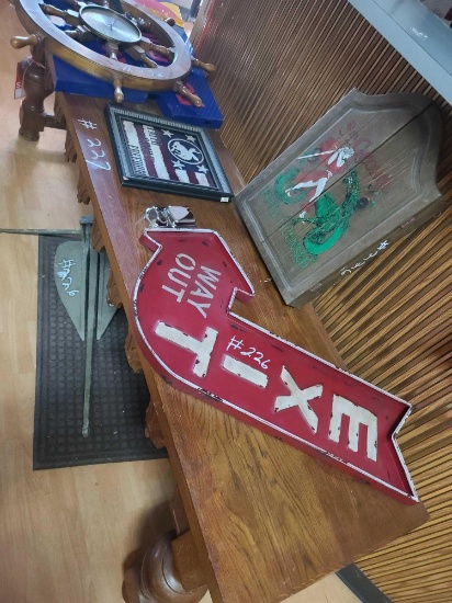 Lot W/ Antiques, Signs, Frame.