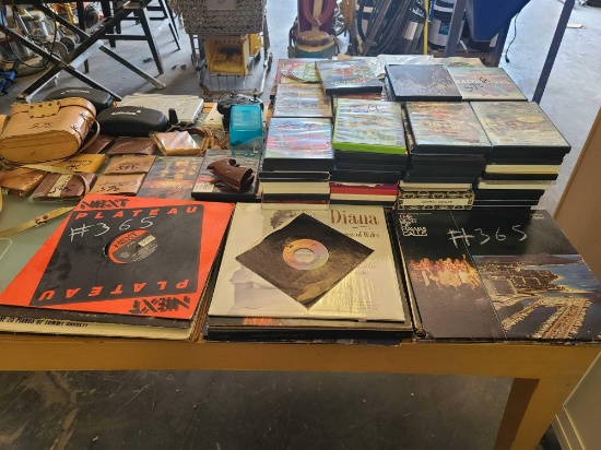 Lot w/Vinyl Records, Dvd Movies, Wallets, & Misc. Items (Table Not Included)
