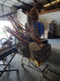 Cart w/Mops, Brooms, Paint Rollers, Pitchfork etc.