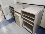 Lot w/Small File Cabinet & Work Desk w/Shelves