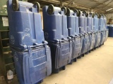 Group of Blue 96 Gallon Containers