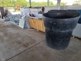 Lot w/Trash Bin with Metal Shelf Parts, Book Metal Shelving (Disassembled), Wooden Crate, Etc.