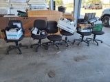 Lot w/6 Gray Office Chairs, Office Supplies, Keyboards, Backups, Etc.