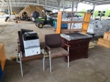 Lot w/(3) Chairs, Printers, Desk, Small Table, Shelf & Boards