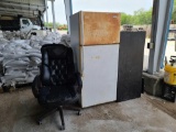 Lot w/(2) Rolling Chairs, File Cabinet & Refrigerator