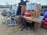 Lot w/Blood Pressure Machines, Tables, Desk, Chair, Goggle Sanitizer Machine & Copier