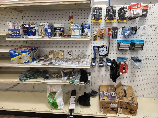 Lot w/Hardware, 54" Mulching kits w/Blades, Ceiling Textures, Silicone, Door Locks, Caulk, Etc.(Rack
