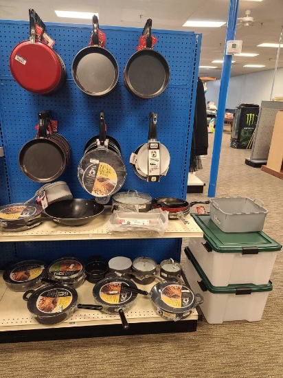 Lot w/Pots & Pans & Plastic Bins