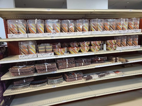 Group of MISSONI Tumblers, Plates, Bowls, Cloth Napkins & Coasters (Shelving not Included)