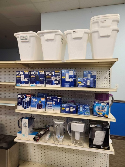 Lot w/Foam Ice Chests, Pur Water Filter Systems & Misc. Water Filter Systems(Rack Not Included)