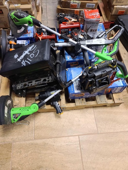 Lot w/Weed Eaters, Battery Jumpers/Chargers & Misc. Car Items