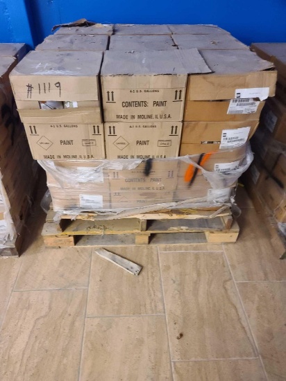 Pallet with Boxes of Paint