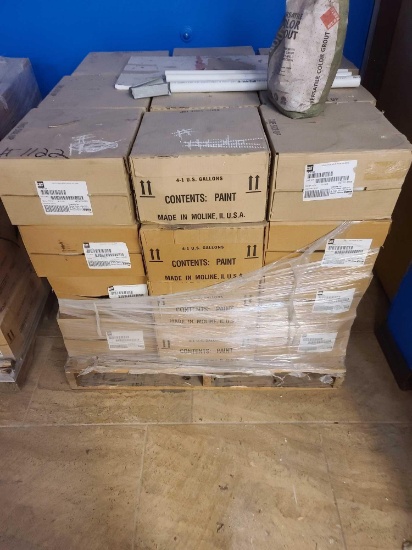 Pallet with Boxes of Paint