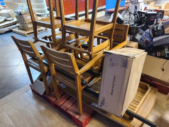 Group of Chairs & Box of Steele End Table