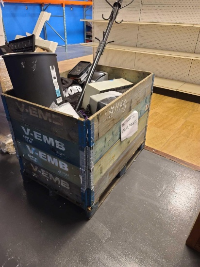 Large Box w/Coat Rack, Bubble Wrap, Trash Bins & Misc.