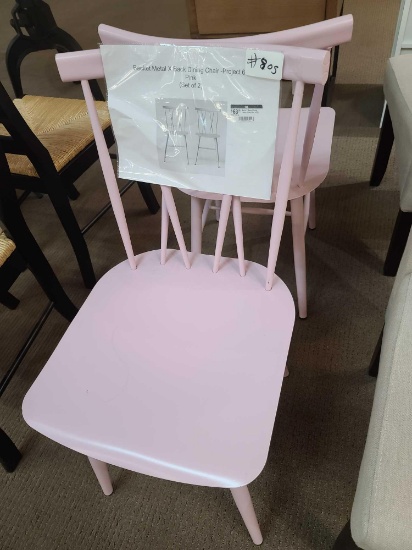(2) Becket Metal X Back Dining Chair Pink