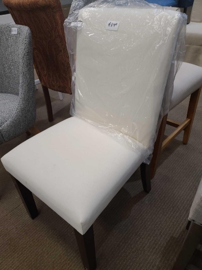 (2) Chairs, (Sterling Tufted Counter Stool Wood & Pleated Dining Chair Skyline Furniture - White)