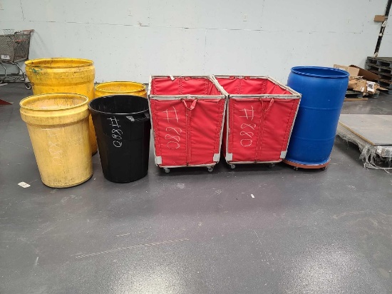 Lot w/Plastic bins & Carts