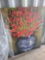 Oil Painting on Canvas 39''x 51'' (Red Flower & Blue Frame)