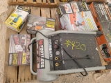 Lot w/5gal Fortress Air Compressor, 7'' Portable Wet Cutting Tile Saw, 1/4 Air Hydraulic Riveter,