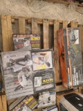 Lot w/10'' Compound Miter Saw, 1800lb Cap. Motorcycle Stand Wheel Chock & 12 Volt Oscillating Multif