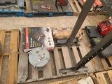 Lot w/2 & 1/2 Gal. Container, 12 Ton Shop Press, 3Ton Press &... 4 1/2'' Tile Saw w/Wet Tray