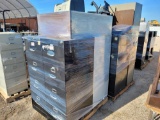 Group of File Cabinets, Metal Closet, Rolling Chairs & Printer