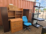 Lot w/Book Shelves, Rolling Chair, Desk & Printer