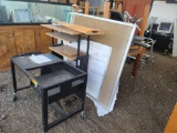 Lot w/Black Rolling Cart, Tables & Misc Items